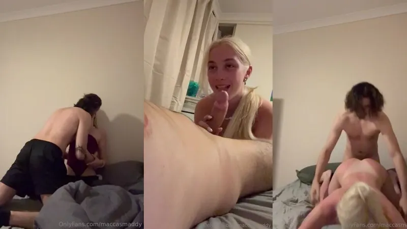 Maccas Maddy gets her small tits fingered & fucked hard on bed