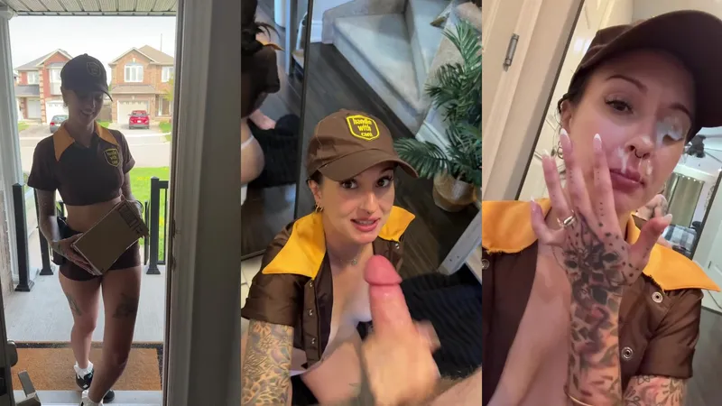 Catandthebat gets a messy facial after deepthroating and giving a BJ