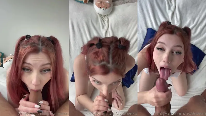 AvaaKit sucks and fucks her man until he cums hard