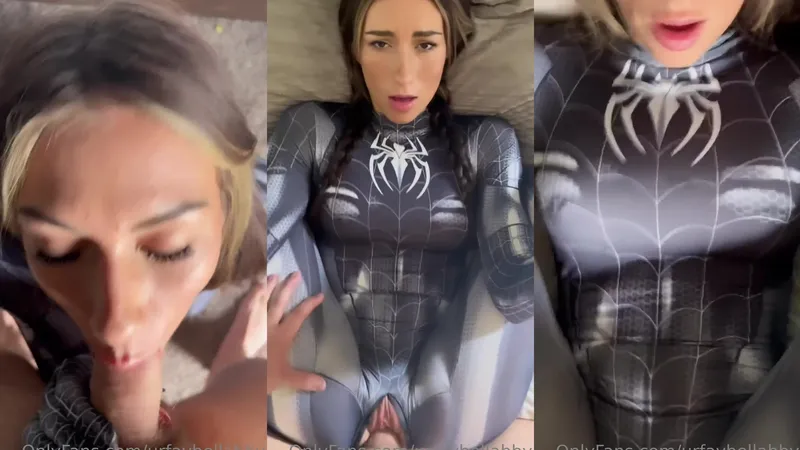 Watch how cosplay babe Spider Girl gets fucked and filled with hot cream