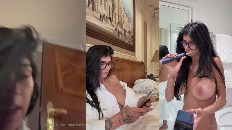 Mia Khalifa flaunts her tits & twerking in seductive bathrobes after eating out