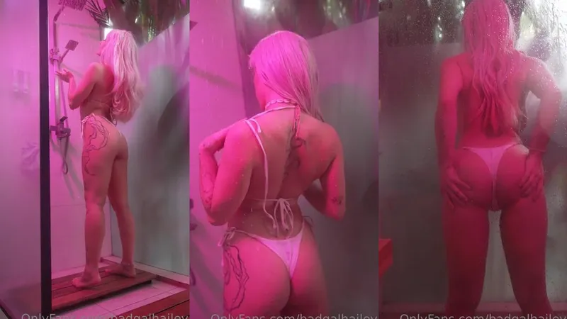 Badgal Hailey seduces with her tattooed body in the shower for a wet, wild ride