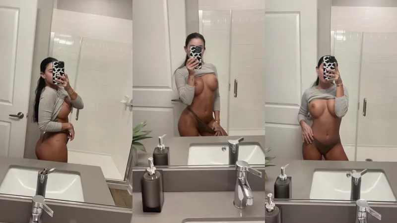 Devorah Roloff strips & gets her tits massaged in the mirror