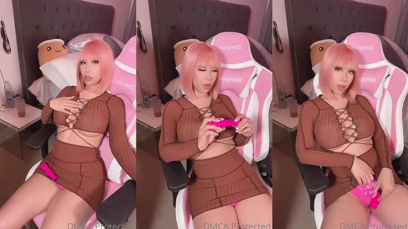 Keerakawaii's tight pussy gets teased with vibrator while flaunting her fishnets and tattoos