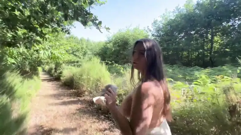 Luna Doll Sloppy Deepthroats Blowjob And Balls Licking In the Forest